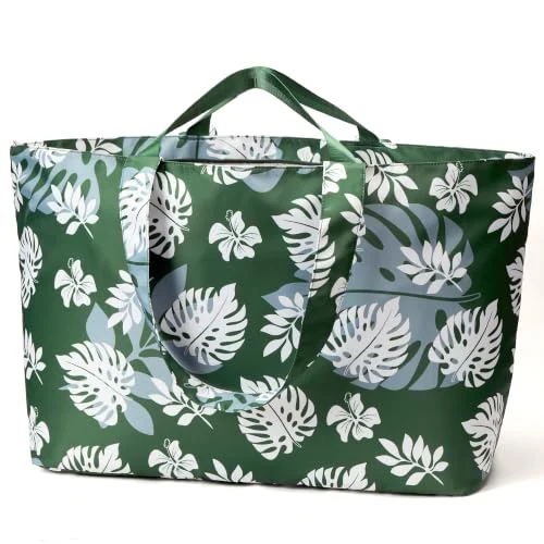 Beach Tote, 60L, Green Leaf, X-large