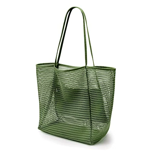 Mesh Beach Tote, 23L, Army Green, Large