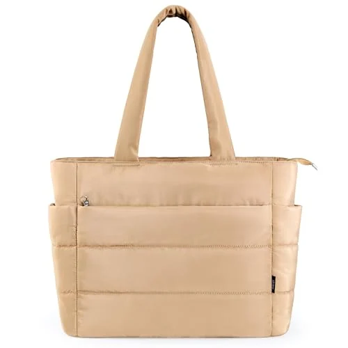 Quilted Work Tote, Light Khaki, X-large