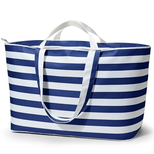 Beach Tote, 60L, Strip Blue, X-large