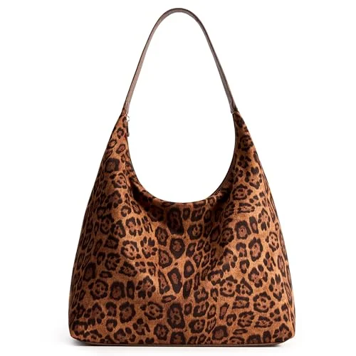 Vegan Leather Crescent Bag, 18L, Leopard, Medium