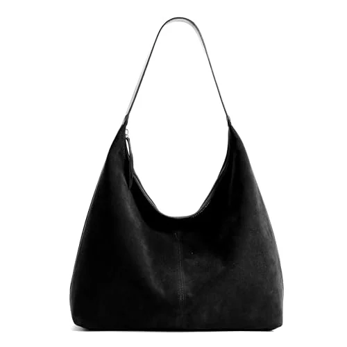 Vegan Leather Crescent Bag, Coal Black, Medium