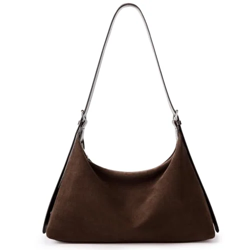 Suede Crescent Bag, Coffee Brown, Small