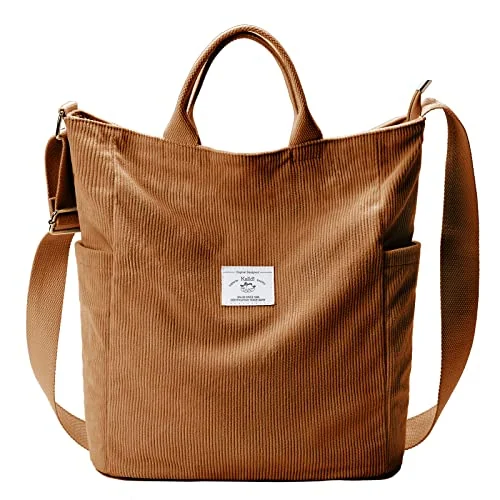 Corduroy Tote Bag, Khaki