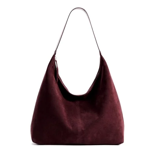 Vegan Leather Crescent Bag, Wine Red, Medium