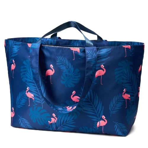 Beach Tote, 60L, Blue Flamingo, X-large